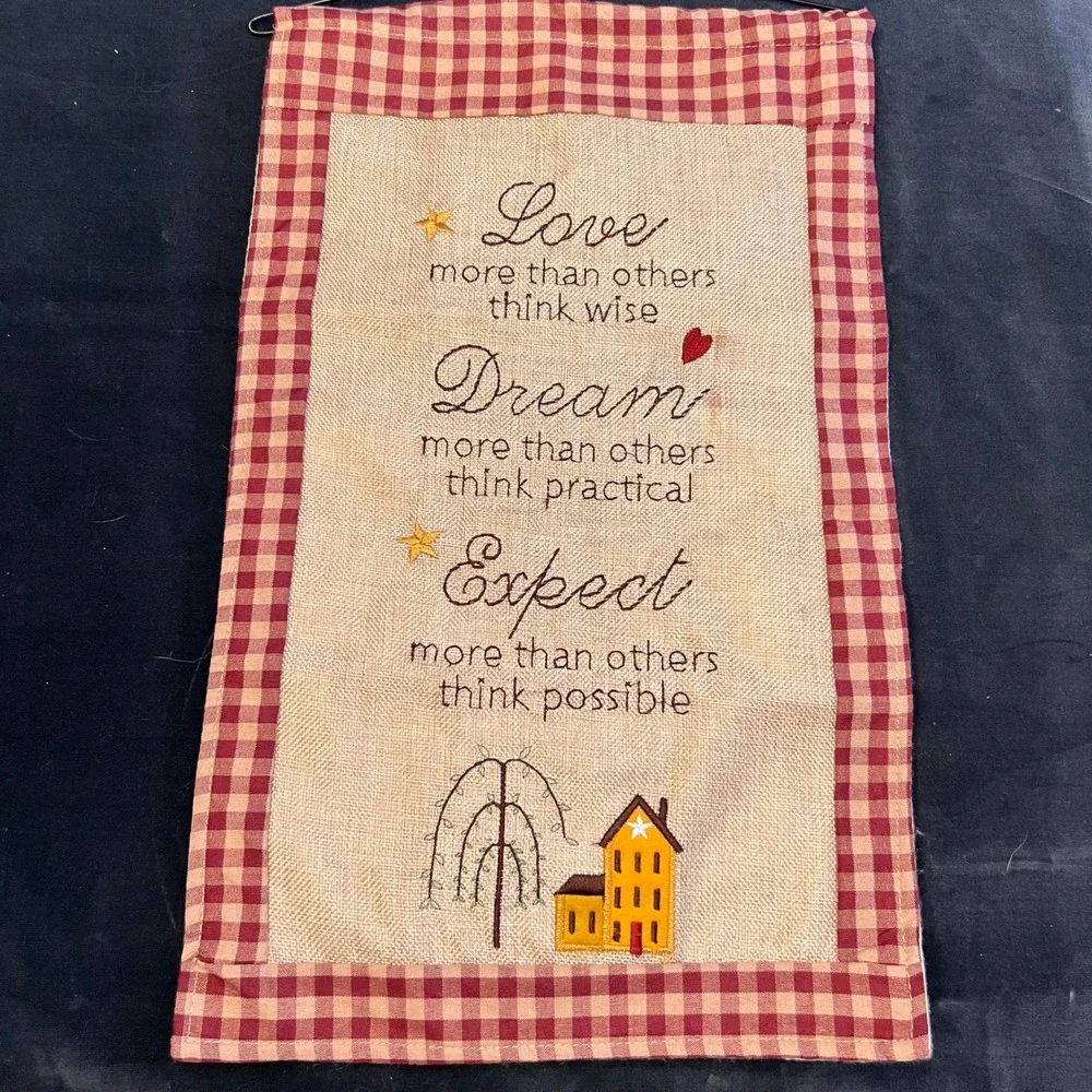 Vintage Embroidered Folk Art Textile Wall Hanging Art
